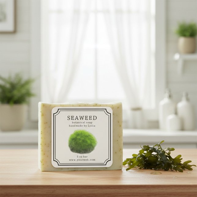 Pegatina Cuadrada Seaweed Handmade Soap Label (Subido por el creador)