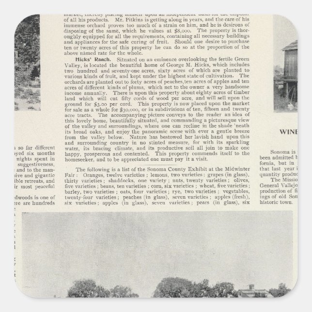 Pegatina Cuadrada Sebastopol, California (Anverso)