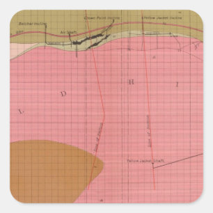 Pegatina Cuadrada Sección horizontal del Lode Comstock Sur