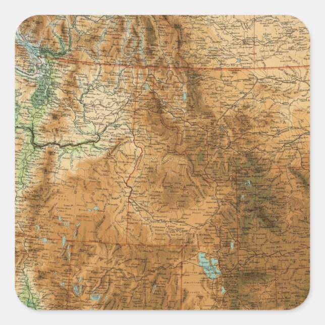 Pegatina Cuadrada Sección occidental de Estados Unidos (Anverso)