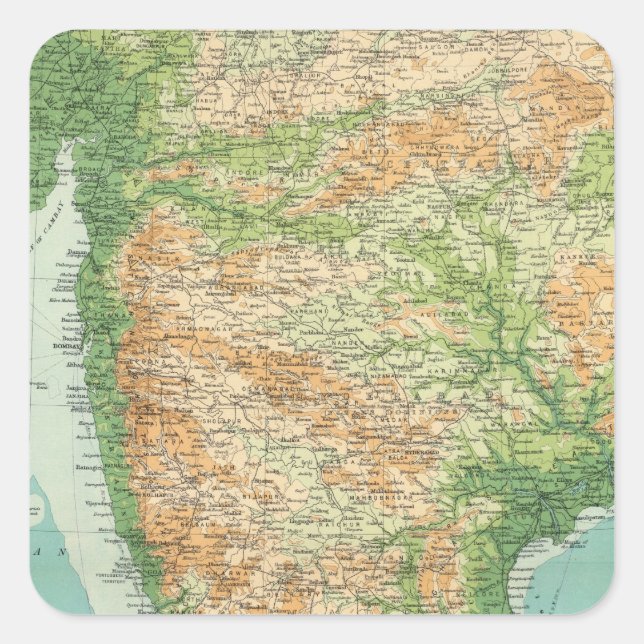 Pegatina Cuadrada Sección sur de India (Anverso)