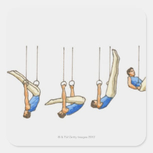 Pegatina Cuadrada Secuencia de ilustraciones que muestran al