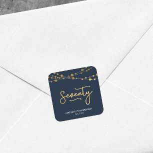 Pegatina Cuadrada Secuencias azules elegantes de la 70.a fiesta de