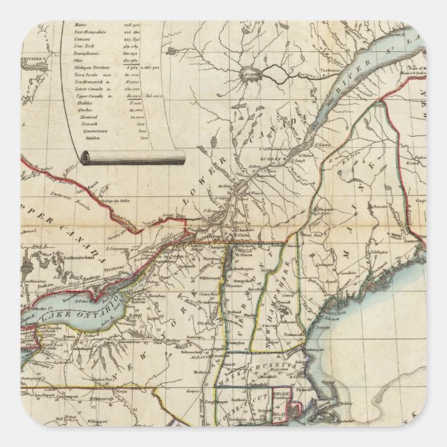 Pegatina Cuadrada Sede de guerra en América del Norte (Anverso)