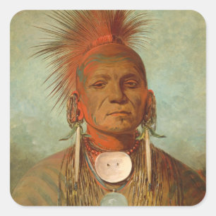 Pegatina Cuadrada See-non-ty-a, un hombre médico de Iowa, 1844