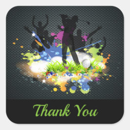 Pegatina Cuadrada Seguidores del Swing de Golf Personalizado Golfist