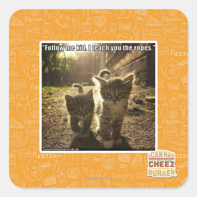 Pegatina Cuadrada Seguir a mi hijo (Anverso)