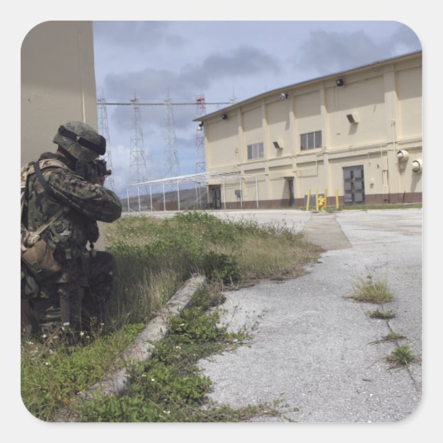 Pegatina Cuadrada Seguridad de los puestos de la marina (Anverso)