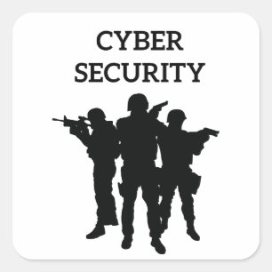Pegatina Cuadrada Seguridad de TI: Escuadrón de Defensa Digital