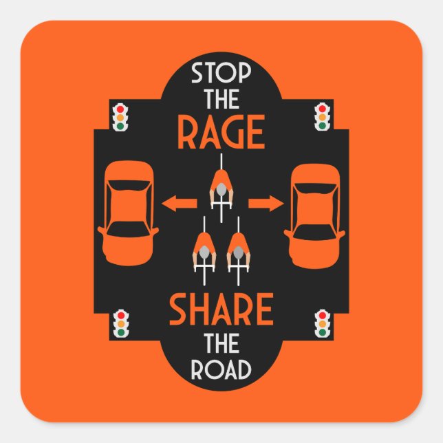 Pegatina Cuadrada Seguridad vial en bicicleta (Anverso)