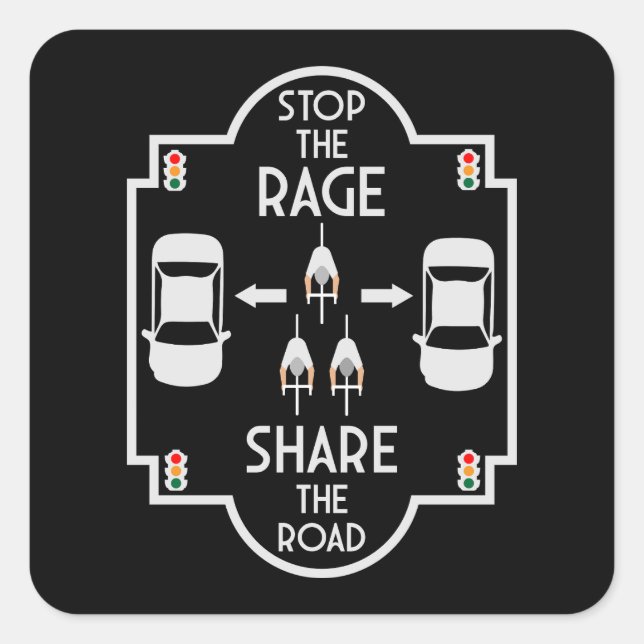 Pegatina Cuadrada Seguridad vial en bicicleta (Anverso)