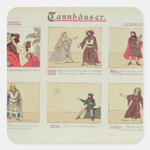 Pegatina Cuadrada Seis escenas relacionadas con la ópera "Tannhauser