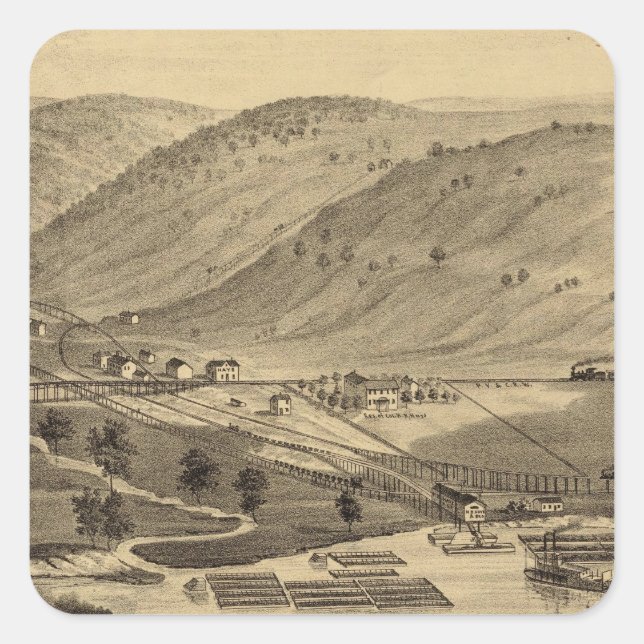 Pegatina Cuadrada Seis transbordadores de la milla (Anverso)