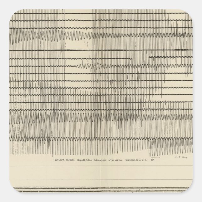 Pegatina Cuadrada Seismogramas de California 10 (Anverso)