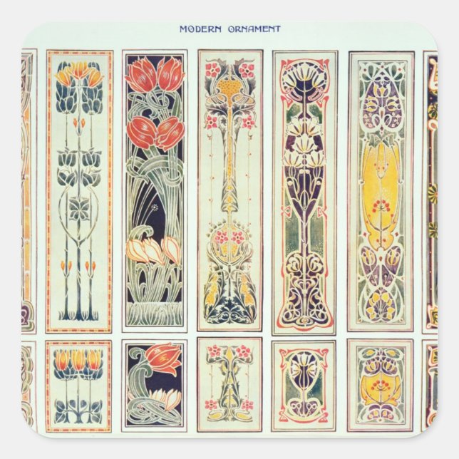 Pegatina Cuadrada Selección de diseños de panel, placa IX de 'Modern (Anverso)