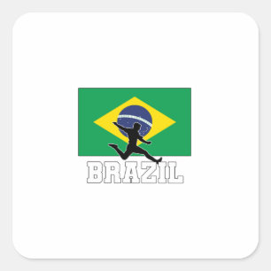 Pegatina Cuadrada Selección De Fútbol De Brasil