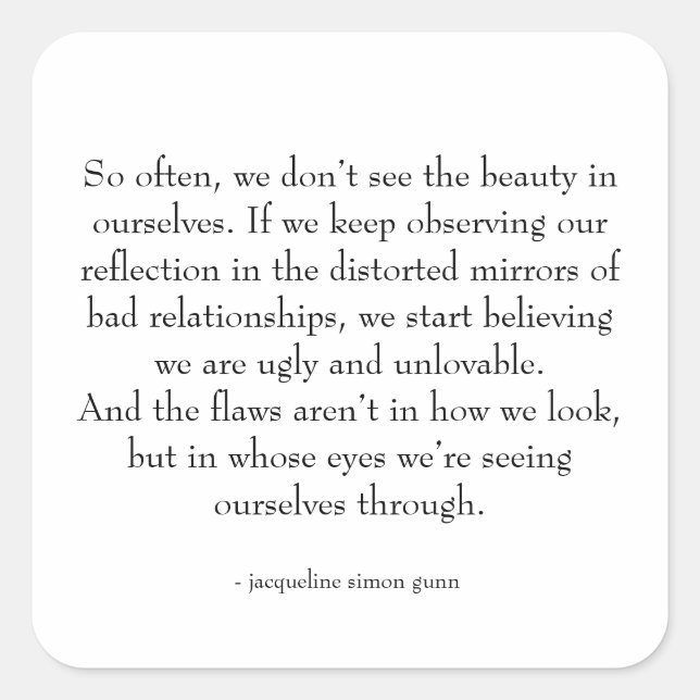 Pegatina Cuadrada self-love quote  (Anverso)