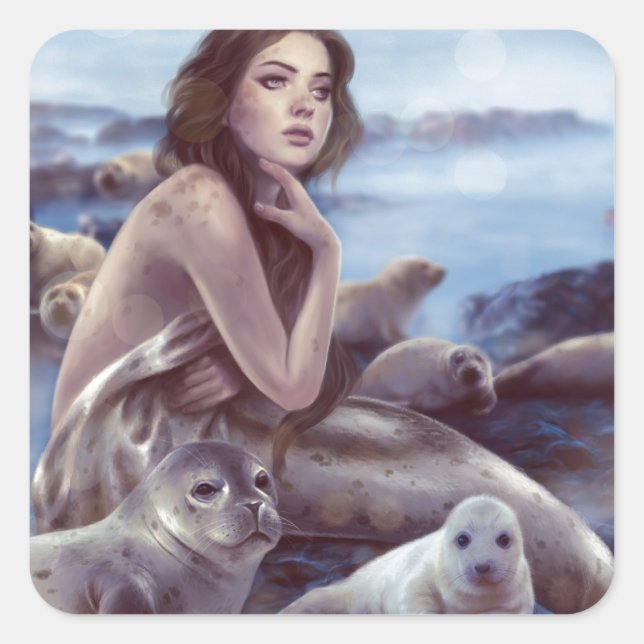 Pegatina Cuadrada Selkie (Anverso)