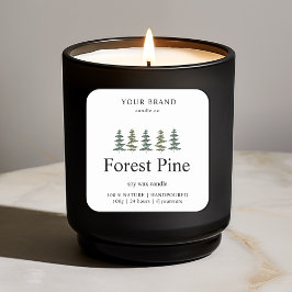 Pegatina Cuadrada "Sello de velas de pino forestal | Personalizado E