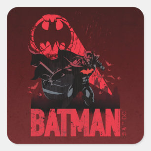 Pegatina Cuadrada Señal Batman Crimson Bat