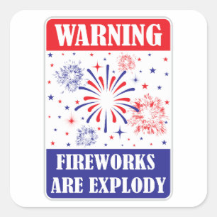 Pegatina Cuadrada Señal de advertencia de fuegos artificiales