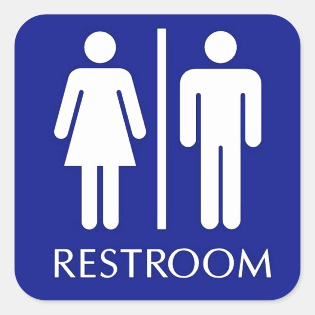 Pegatina Cuadrada señal de baño unisex (Anverso)
