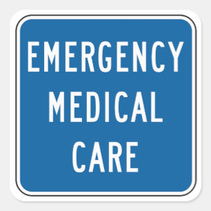 Pegatina Cuadrada Señal de carretera de atención médica de emergenci