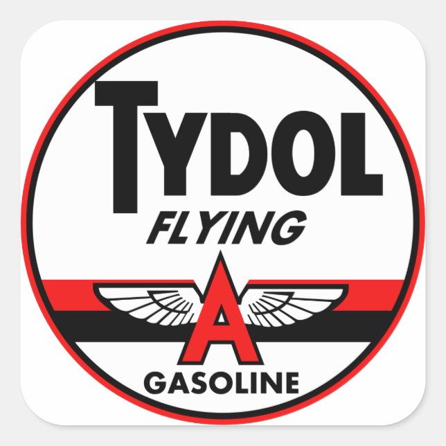 Pegatina Cuadrada Señal de cosecha Tydol Flying Gasoline (Anverso)