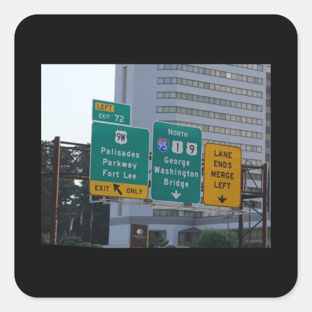 Pegatina Cuadrada Señal de la autopista I95 para el puente George Wa (Anverso)