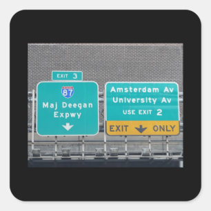 Pegatina Cuadrada Señal de la autopista Interstate 87 Major Deegan 