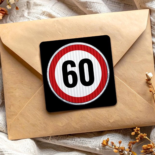 Pegatina Cuadrada Señal de límite de velocidad de cumpleaños número  (Subido por el creador)