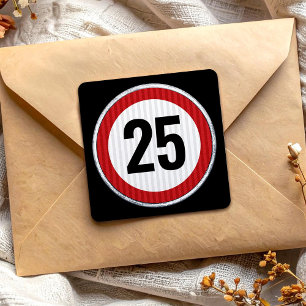 Pegatina Cuadrada Señal de límite de velocidad por cumpleaños número