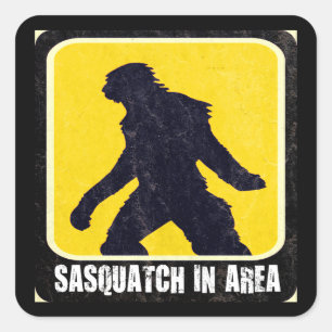 Pegatina Cuadrada Señal de peligro - Sasquatch en área