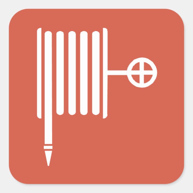 Pegatina Cuadrada Señal de rodillos de protección contra incendios y (Anverso)