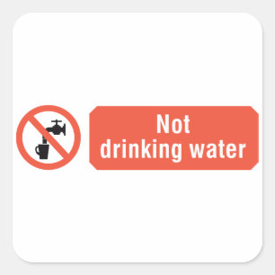 Pegatina Cuadrada Señal de seguridad de agua no potable