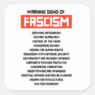 Pegatina Cuadrada Señales tempranas de advertencia de fascismo