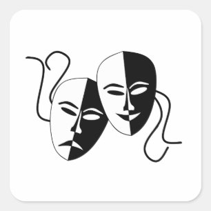 Pegatina Cuadrada Sencilla comedia dramática máscaras actuando
