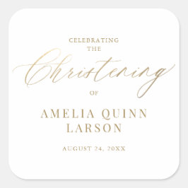 Pegatina Cuadrada Sencilla elegancia del guión de caligrafía de oro