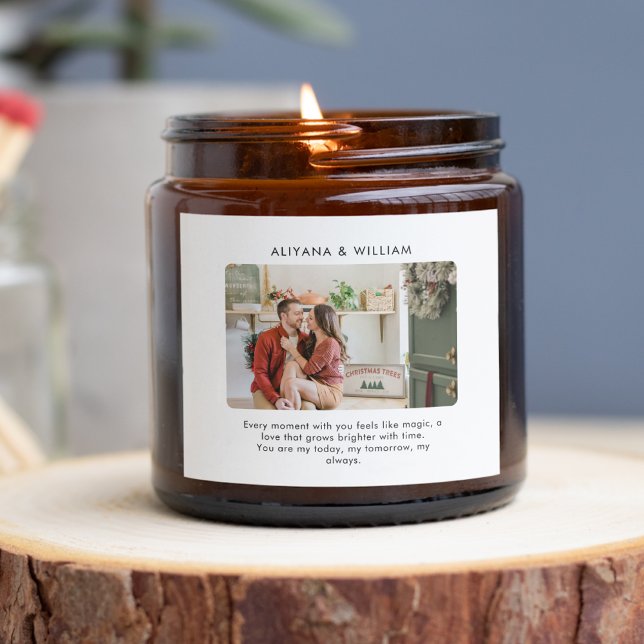 Pegatina Cuadrada Sencilla Foto de Pareja Personalizada Elegante (Subido por el creador)