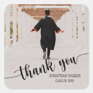 Pegatina Cuadrada Sencilla Graduación de Fotografías Elegante Gracia