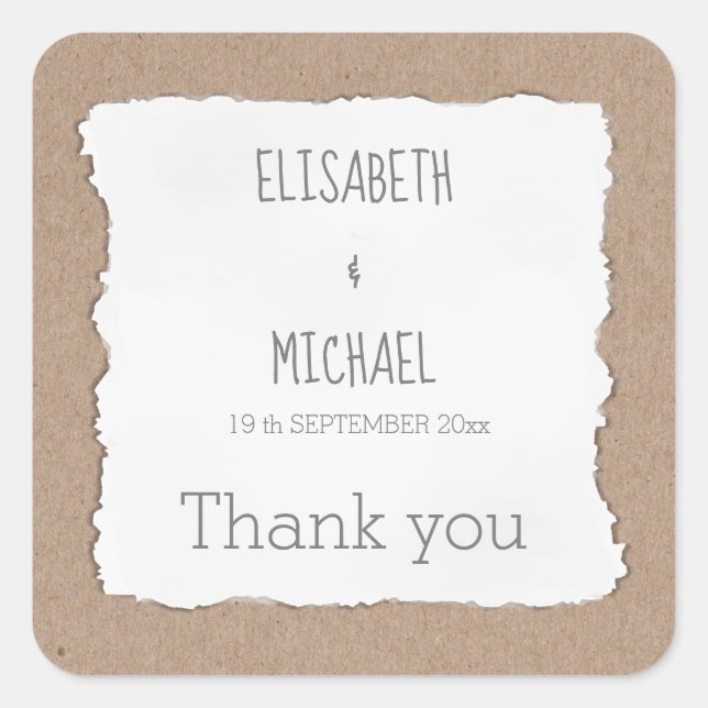 Pegatina Cuadrada Sencilla tarjeta de papel rota contemporánea graci (Anverso)