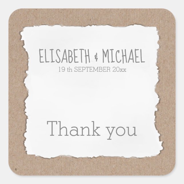 Pegatina Cuadrada Sencilla tarjeta de papel rota contemporánea graci (Anverso)