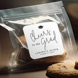 Pegatina Cuadrada Sencillo guión moderno Saludo a los graduados