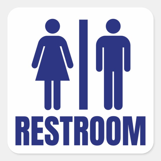 Pegatina Cuadrada Sencillo lugar de bodas Baño Aseo (Anverso)