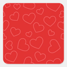 Pegatina Cuadrada Sencillo patrón de corazón rojo