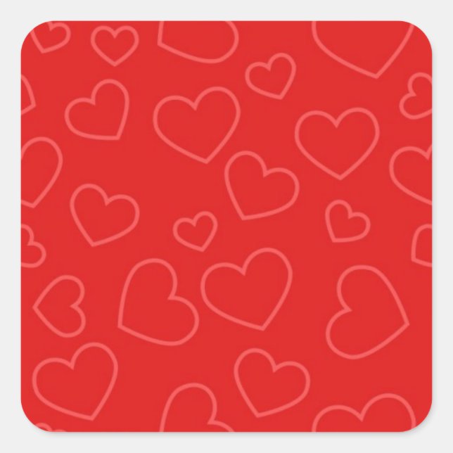 Pegatina Cuadrada Sencillo patrón de corazón rojo (Anverso)