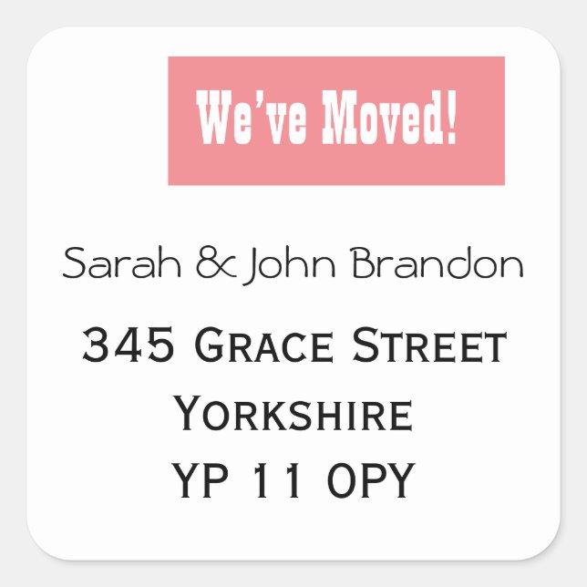 Pegatina Cuadrada Sencillo que hemos movido la Invitación rosa (Anverso)