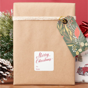 Pegatina Cuadrada Sencillos Navidades modernos de escritura roja