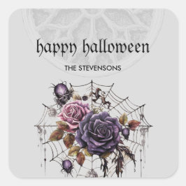 Pegatina Cuadrada Sencillos rosas góticos y fiesta de Halloween con