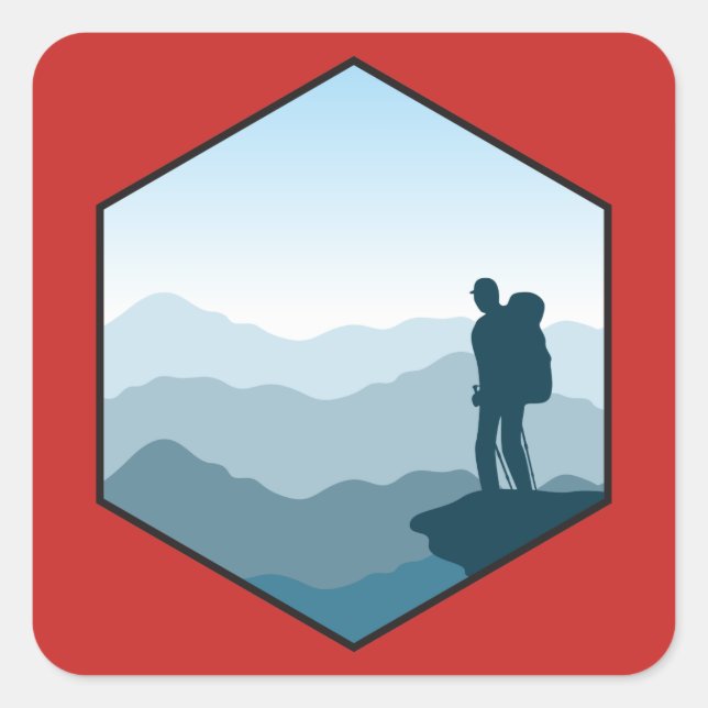 Pegatina Cuadrada Senderismo (Anverso)